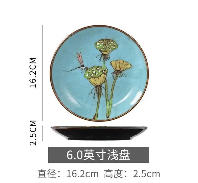 6 inches Hand Painted Round Ceramic Tableware Dessert Plate Steak Salad Snack Cake Plates Tableware - BELMA