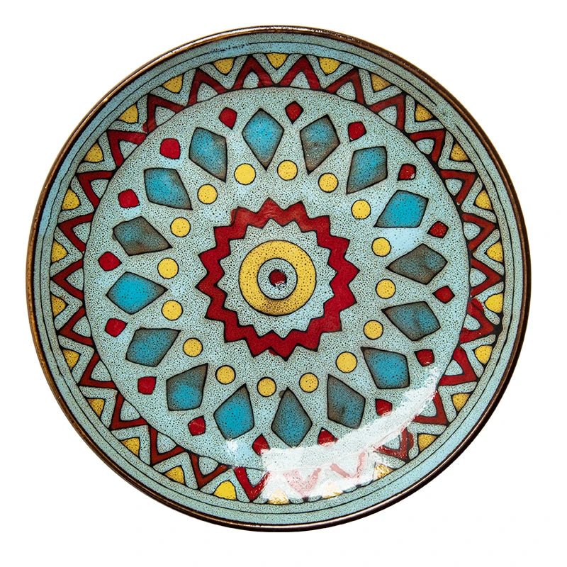 6 inches Hand Painted Round Ceramic Tableware Dessert Plate Steak Salad Snack Cake Plates Tableware - BELMA