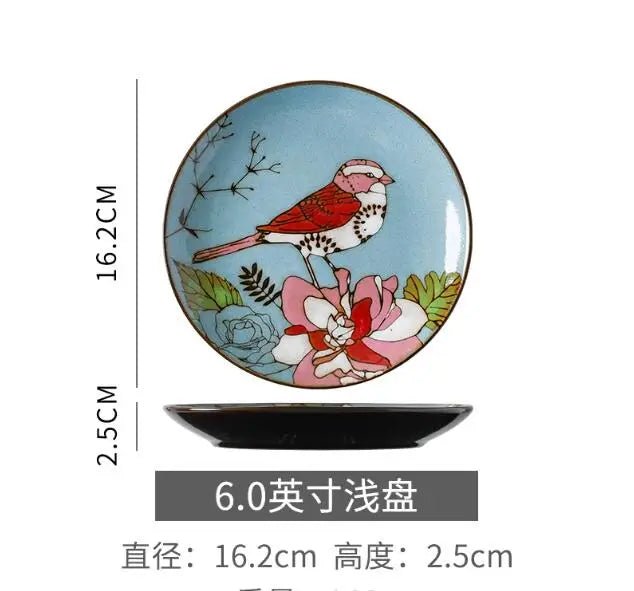 6 inches Hand Painted Round Ceramic Tableware Dessert Plate Steak Salad Snack Cake Plates Tableware - BELMA