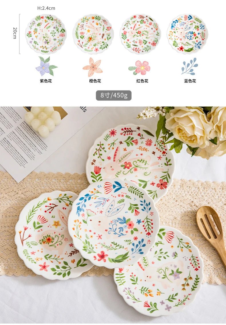 8 - inch cute ceramic plate kitchen ceramic tableware dishes Afternoon tea dessert plate bread/salad plate steak plate - BELMA