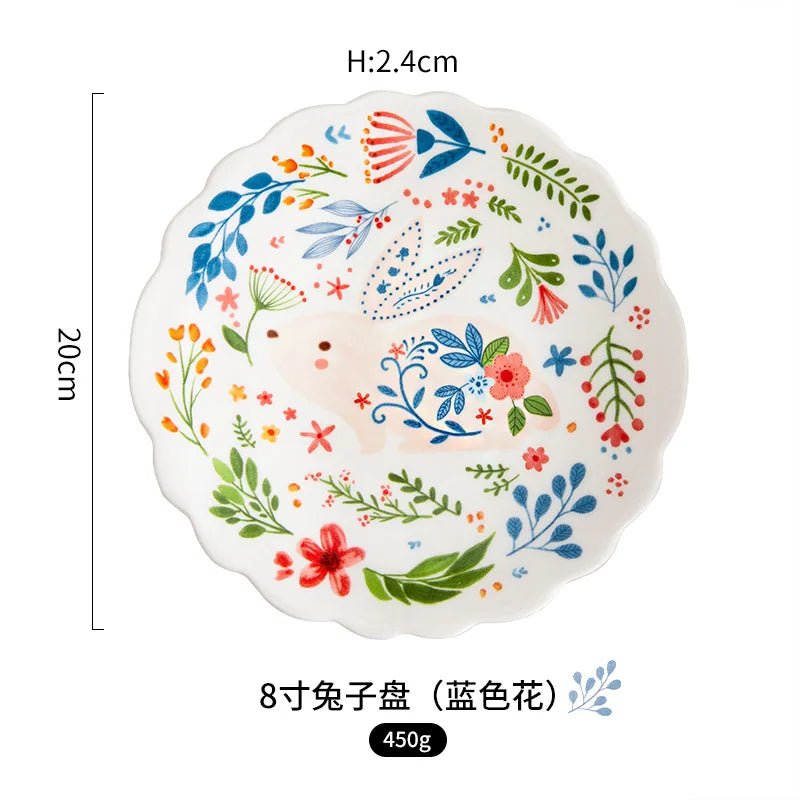8 - inch cute ceramic plate kitchen ceramic tableware dishes Afternoon tea dessert plate bread/salad plate steak plate - BELMA