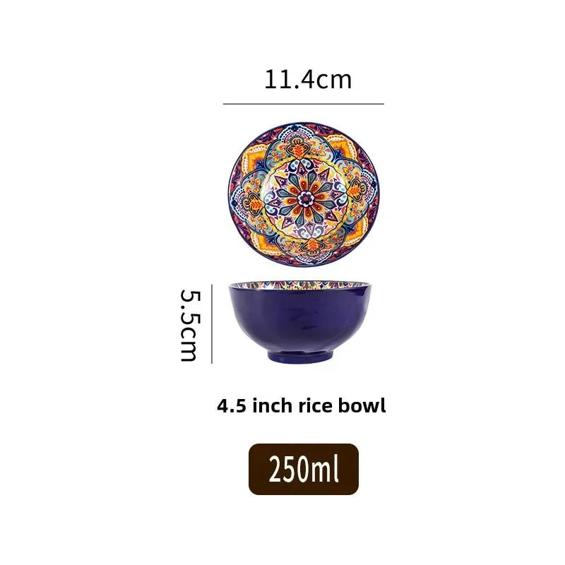 Bohemian Rice Bowl Home Creative Personality Ceramic Bowl High Appearance Level Retro Noodle Bowl Eating Rice Small Bowl - BELMA