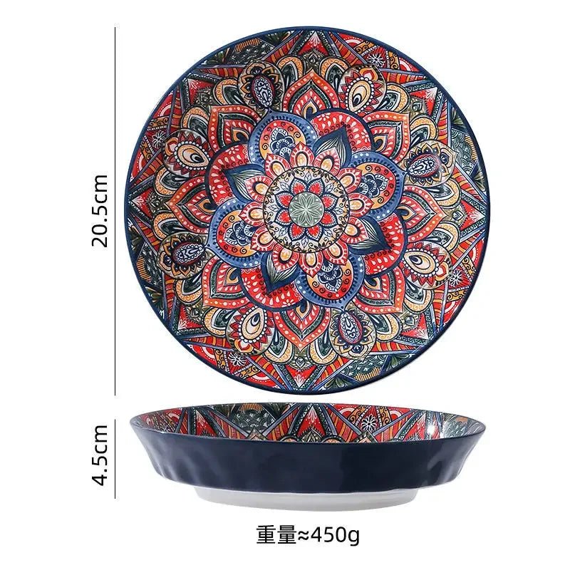 Creative Ceramic Tableware Set, Large Plate, Bohemian Style Dish Combination, Dinner Plate Set, Bowl and Plate Set - BELMA