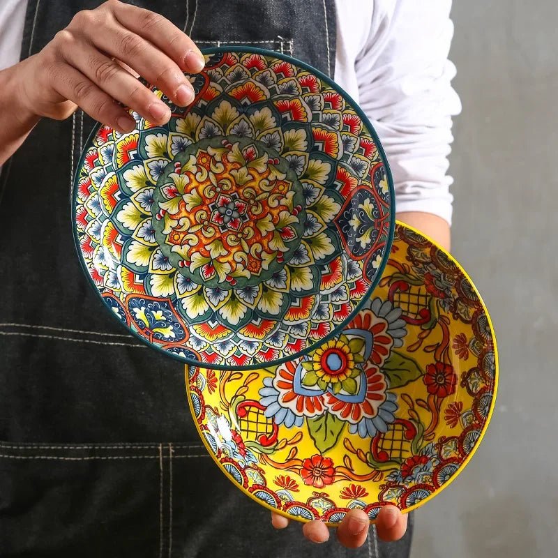 Creative Ceramic Tableware Set, Large Plate, Bohemian Style Dish Combination, Dinner Plate Set, Bowl and Plate Set - BELMA