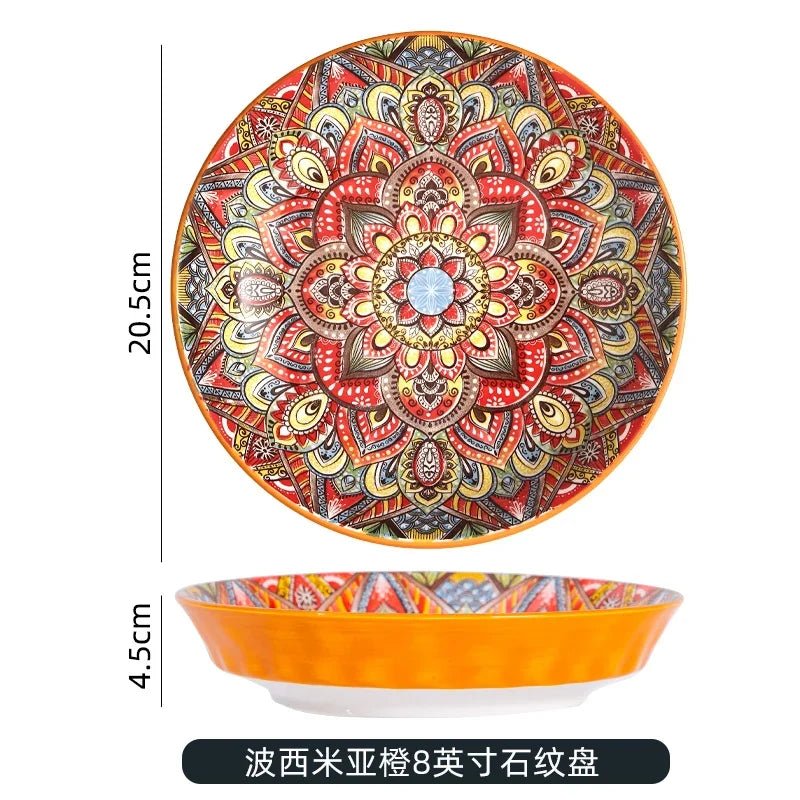 Creative Ceramic Tableware Set, Large Plate, Bohemian Style Dish Combination, Dinner Plate Set, Bowl and Plate Set - BELMA