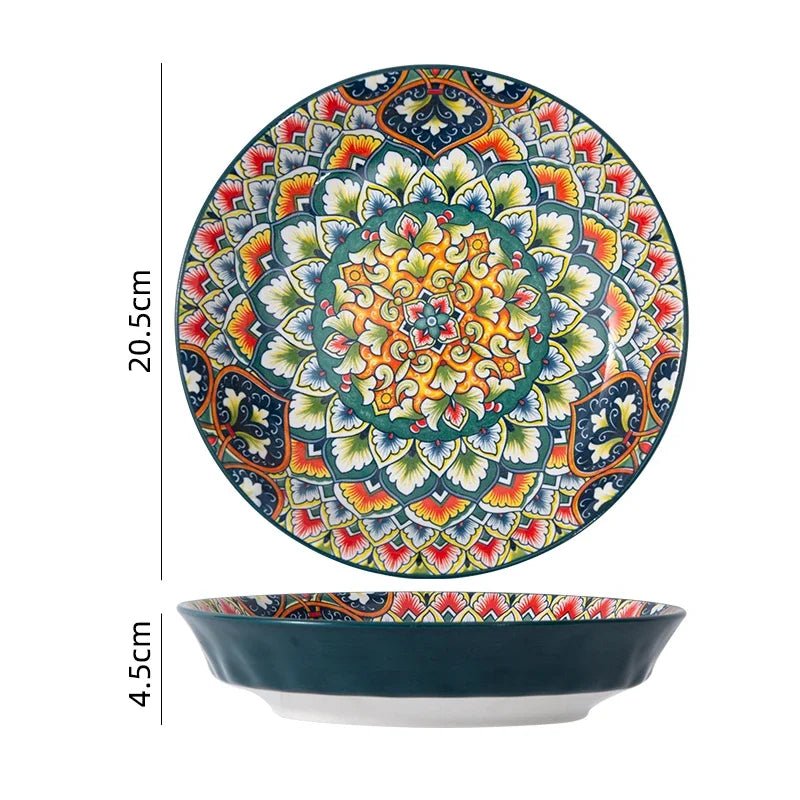 Creative Ceramic Tableware Set, Large Plate, Bohemian Style Dish Combination, Dinner Plate Set, Bowl and Plate Set - BELMA