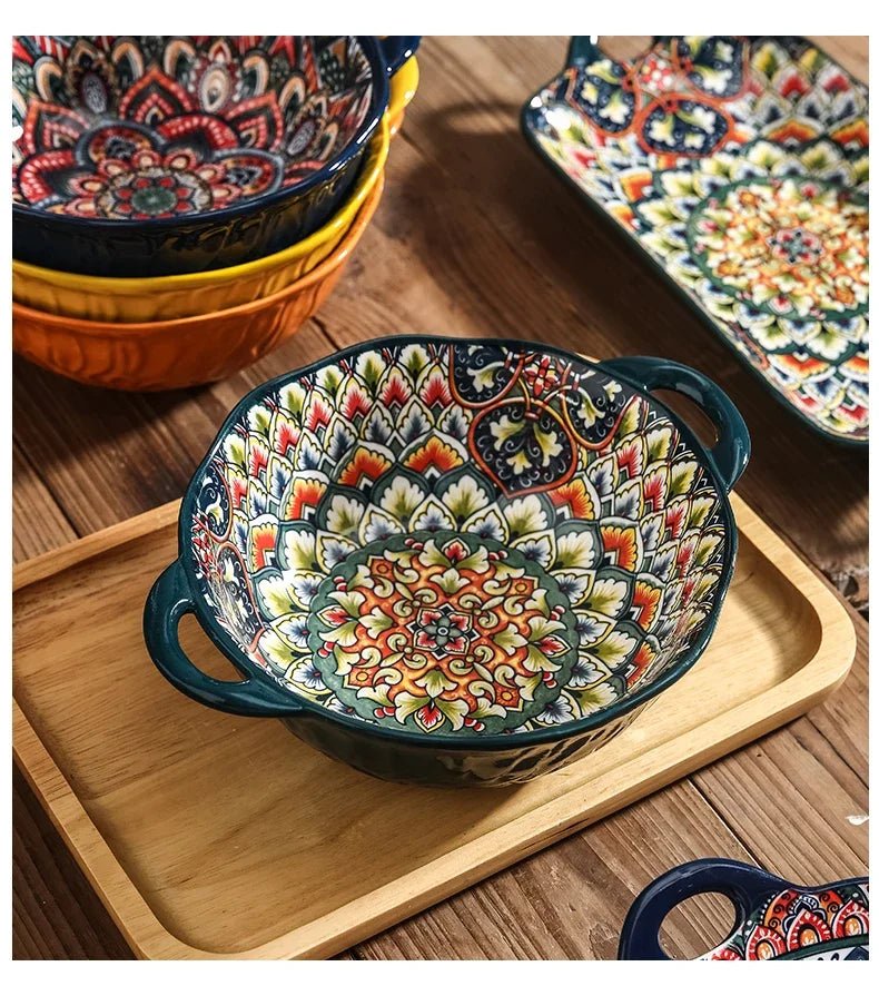 Creative Ceramic Tableware Set, Large Plate, Bohemian Style Dish Combination, Dinner Plate Set, Bowl and Plate Set - BELMA