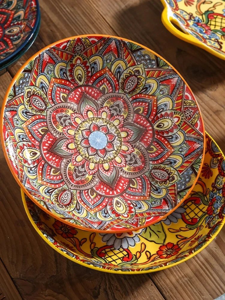 Creative Ceramic Tableware Set, Large Plate, Bohemian Style Dish Combination, Dinner Plate Set, Bowl and Plate Set - BELMA