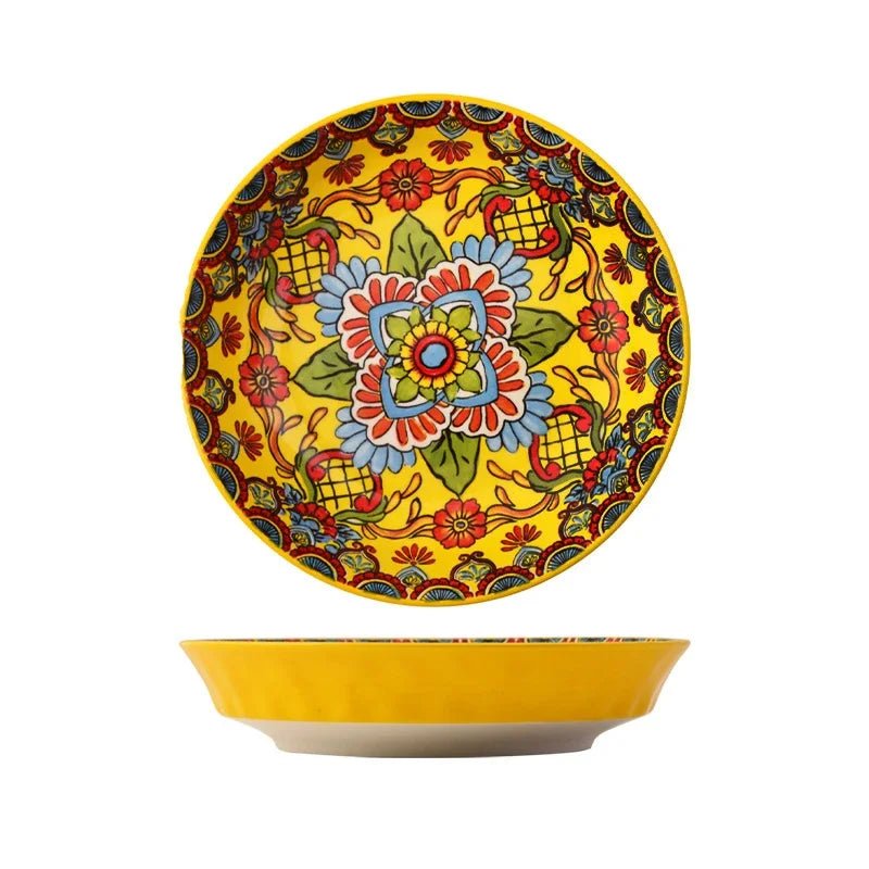 Creative Ceramic Tableware Set, Large Plate, Bohemian Style Dish Combination, Dinner Plate Set, Bowl and Plate Set - BELMA