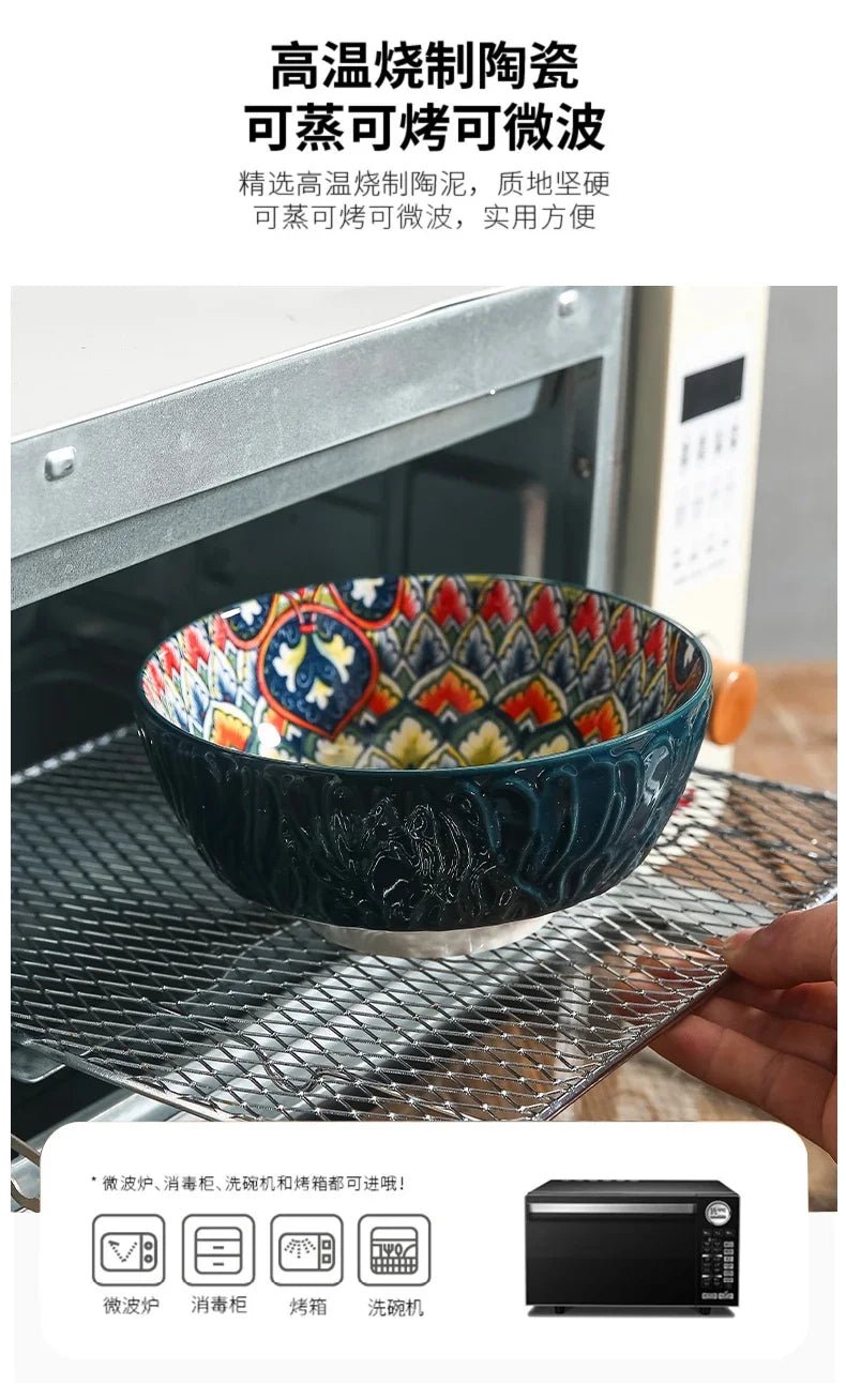Creative Ceramic Tableware Set, Large Plate, Bohemian Style Dish Combination, Dinner Plate Set, Bowl and Plate Set - BELMA