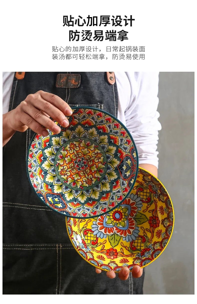 Creative Ceramic Tableware Set, Large Plate, Bohemian Style Dish Combination, Dinner Plate Set, Bowl and Plate Set - BELMA