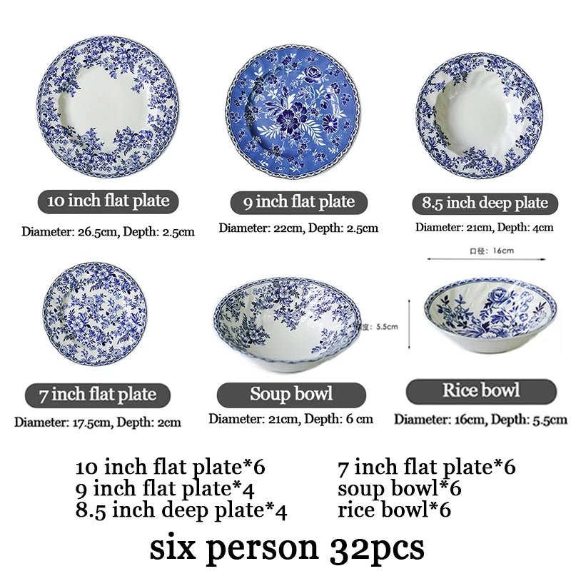 English Cutlery Set Plate Sets Earthware and Dishes Set Vintage Tableware Dining Tables Full Tableware of Plates Dish Dinner Bar - BELMA