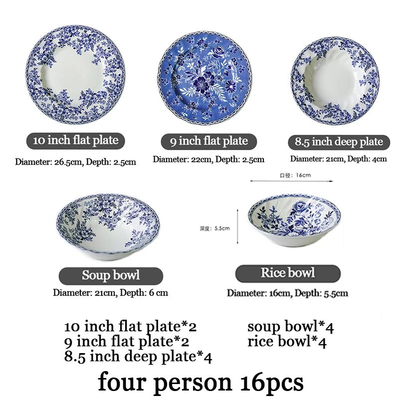 English Cutlery Set Plate Sets Earthware and Dishes Set Vintage Tableware Dining Tables Full Tableware of Plates Dish Dinner Bar - BELMA