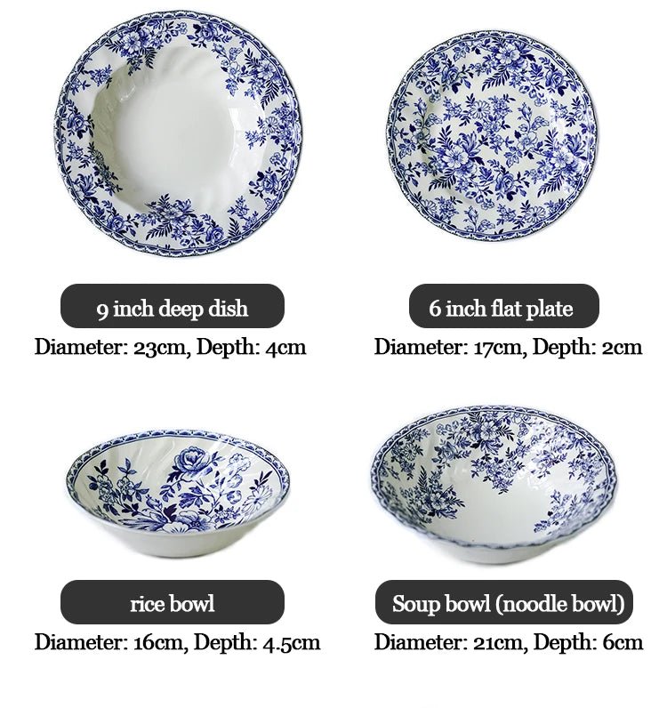 English Cutlery Set Plate Sets Earthware and Dishes Set Vintage Tableware Dining Tables Full Tableware of Plates Dish Dinner Bar - BELMA