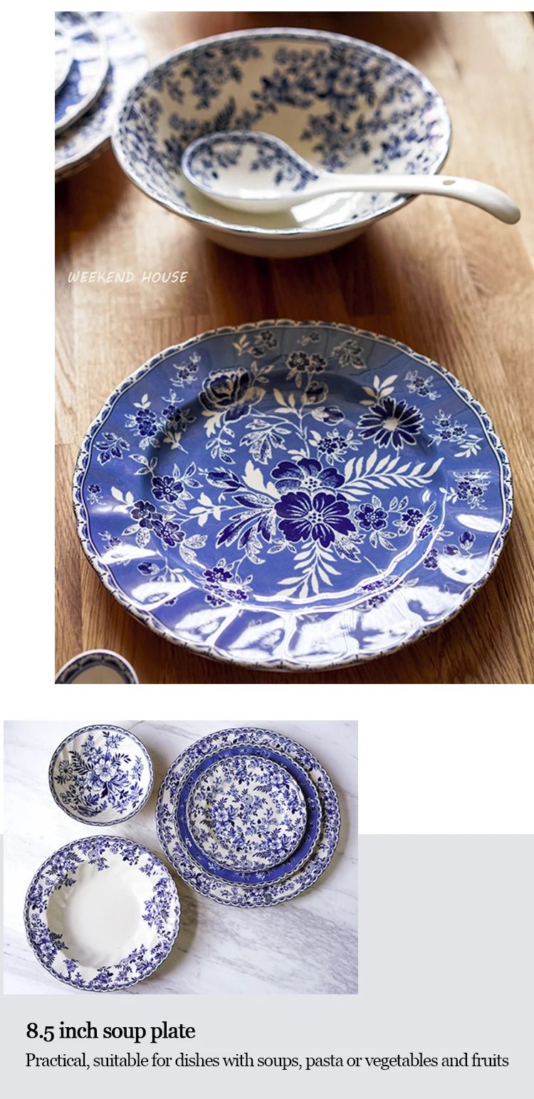 English Cutlery Set Plate Sets Earthware and Dishes Set Vintage Tableware Dining Tables Full Tableware of Plates Dish Dinner Bar - BELMA