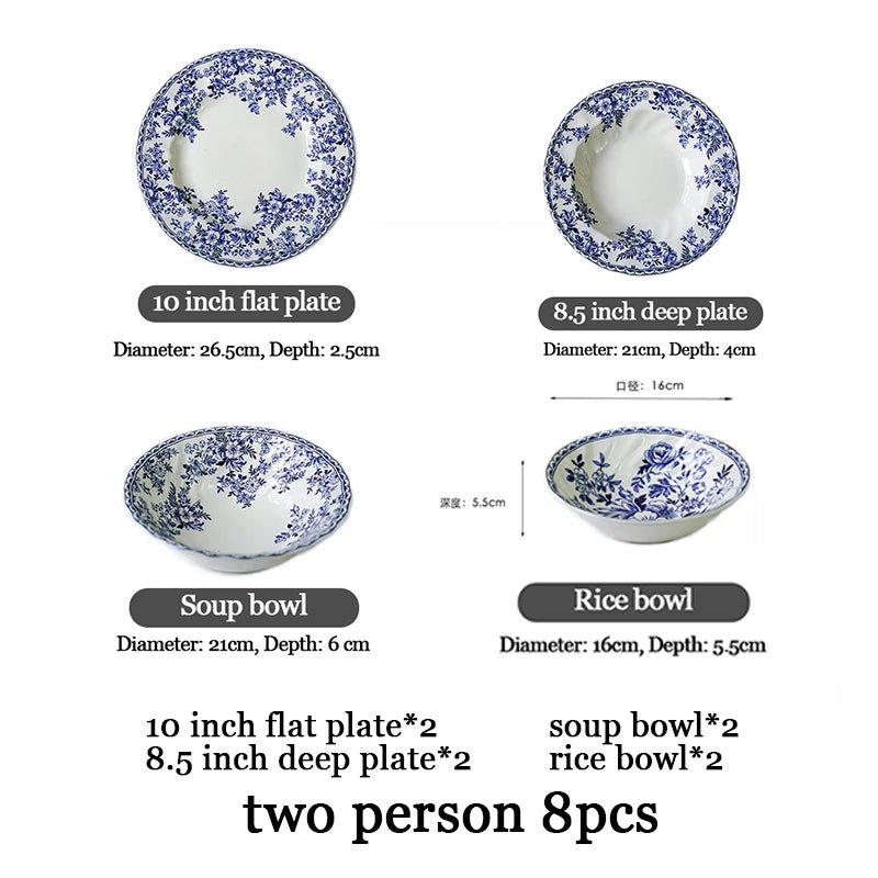 English Cutlery Set Plate Sets Earthware and Dishes Set Vintage Tableware Dining Tables Full Tableware of Plates Dish Dinner Bar - BELMA