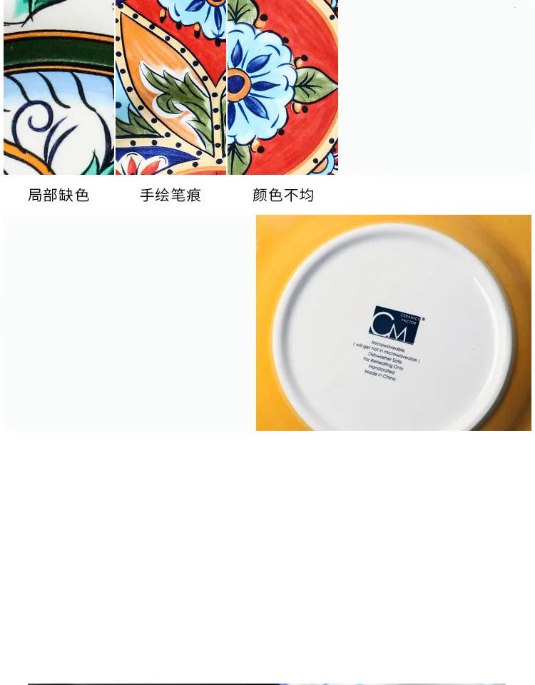 European Hand Painted Ceramic Plate Creative Irregular Western Steak Salad Plate Home Dinner Plates Decoration Kitchen Tableware - BELMA