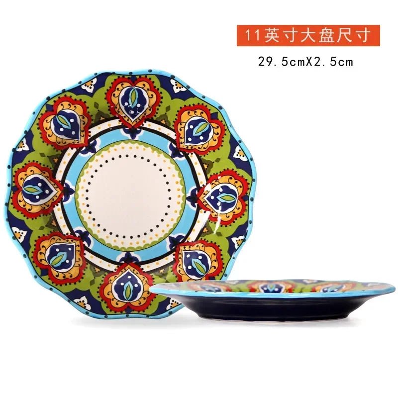 European Hand Painted Ceramic Plate Creative Irregular Western Steak Salad Plate Home Dinner Plates Decoration Kitchen Tableware - BELMA