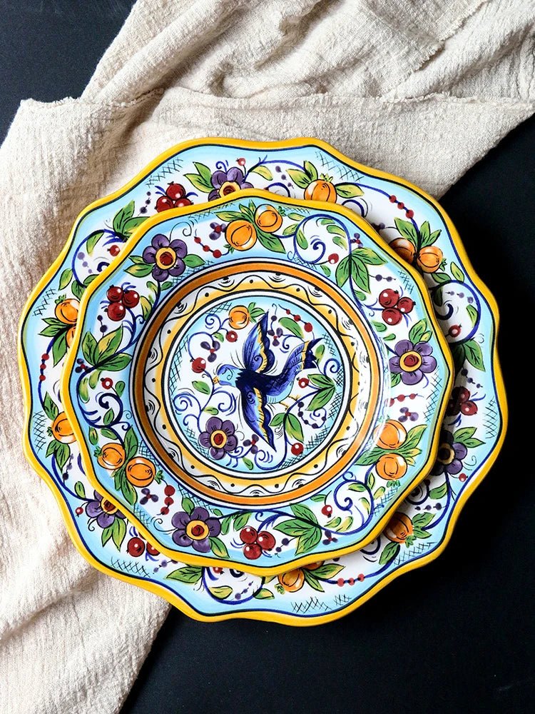European Hand Painted Ceramic Plate Creative Irregular Western Steak Salad Plate Home Dinner Plates Decoration Kitchen Tableware - BELMA
