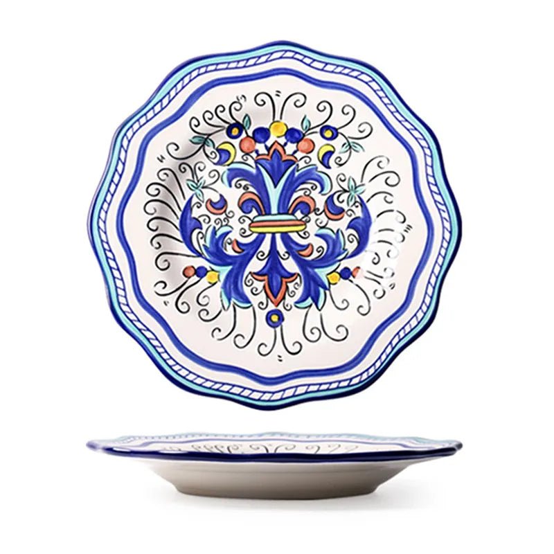 European Hand Painted Ceramic Plate Creative Irregular Western Steak Salad Plate Home Dinner Plates Decoration Kitchen Tableware - BELMA