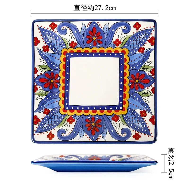 European Hand Painted Ceramic Plate Creative Irregular Western Steak Salad Plate Home Dinner Plates Decoration Kitchen Tableware - BELMA