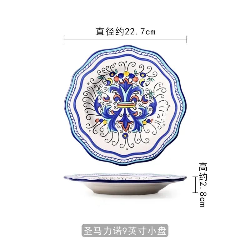 European Hand Painted Ceramic Plate Creative Irregular Western Steak Salad Plate Home Dinner Plates Decoration Kitchen Tableware - BELMA