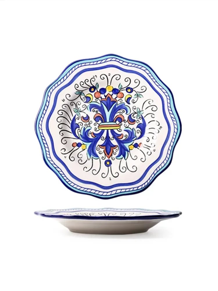 European Hand Painted Ceramic Plate Creative Irregular Western Steak Salad Plate Home Dinner Plates Decoration Kitchen Tableware - BELMA
