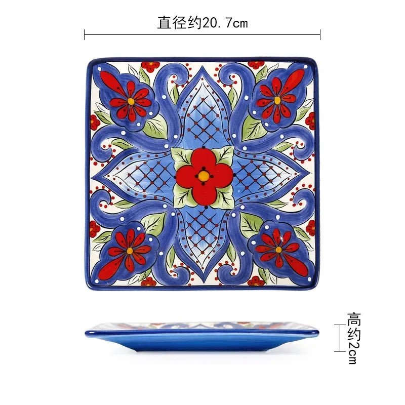 European Hand Painted Ceramic Plate Creative Irregular Western Steak Salad Plate Home Dinner Plates Decoration Kitchen Tableware - BELMA