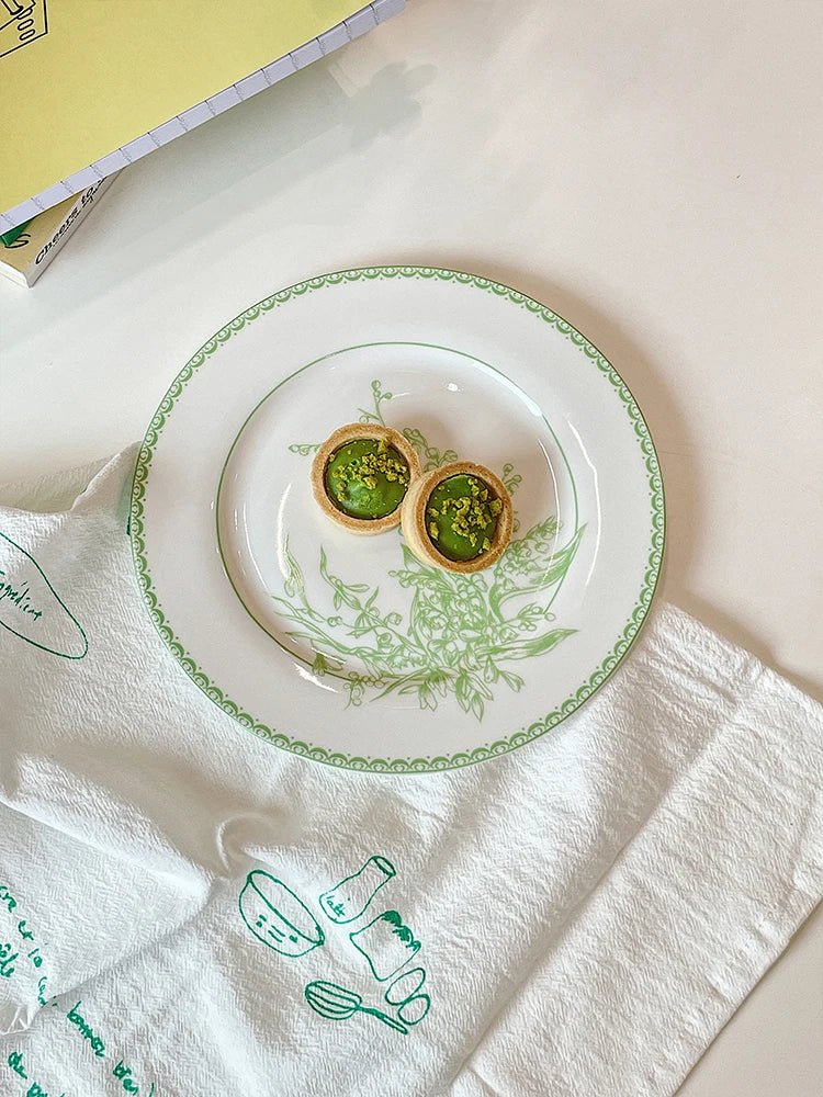 French Lily of The Valley Ceramic Plate Pastoral Style Afternoon Tea Mugs Coffee Cups Aucer Set Breakfast Snack Plate Tableware - BELMA
