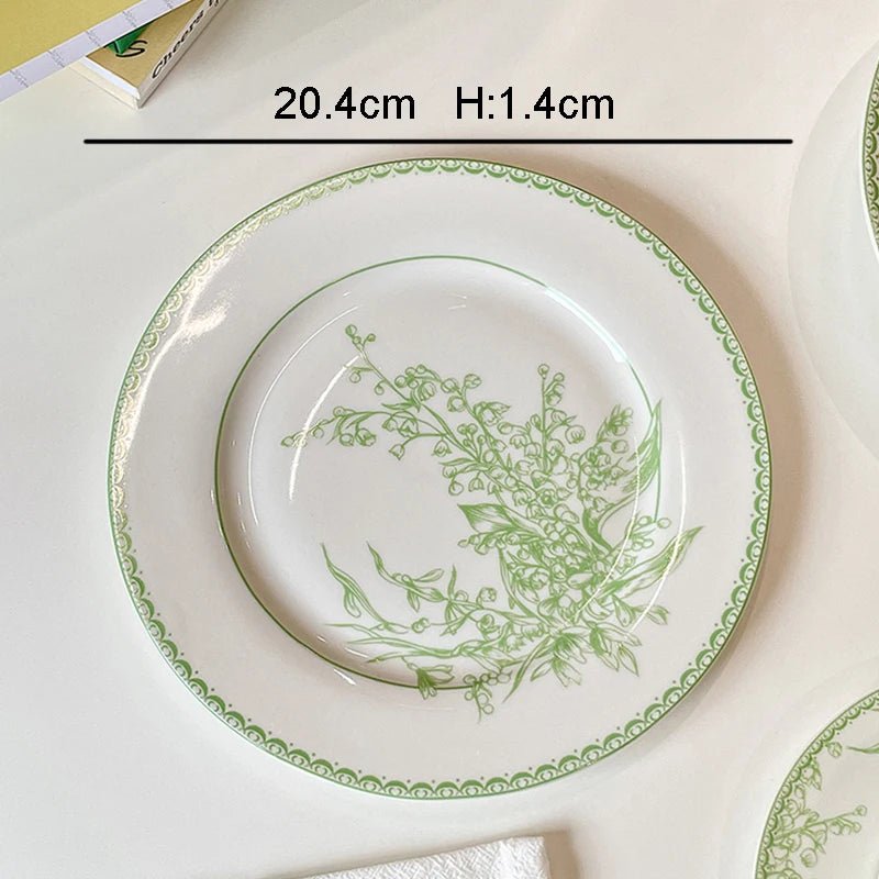 French Lily of The Valley Ceramic Plate Pastoral Style Afternoon Tea Mugs Coffee Cups Aucer Set Breakfast Snack Plate Tableware - BELMA