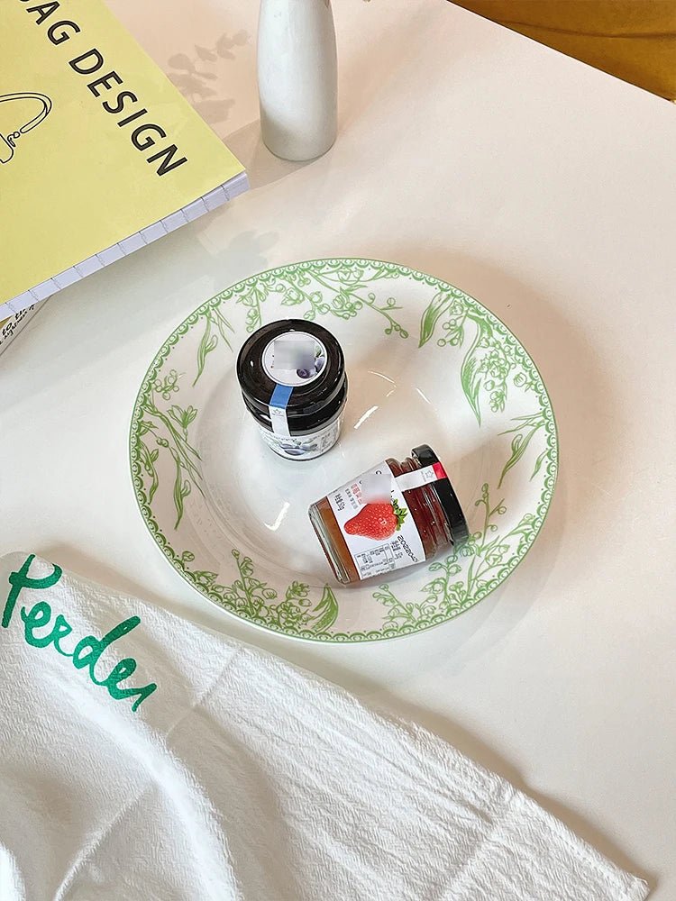 French Lily of The Valley Ceramic Plate Pastoral Style Afternoon Tea Mugs Coffee Cups Aucer Set Breakfast Snack Plate Tableware - BELMA