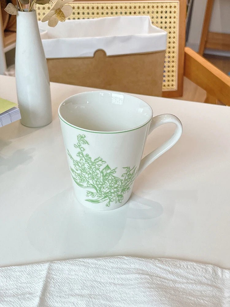 French Lily of The Valley Ceramic Plate Pastoral Style Afternoon Tea Mugs Coffee Cups Aucer Set Breakfast Snack Plate Tableware - BELMA