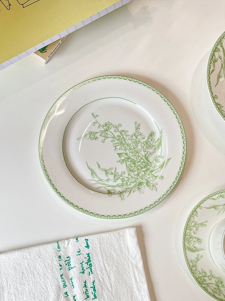 French Lily of The Valley Ceramic Plate Pastoral Style Afternoon Tea Mugs Coffee Cups Aucer Set Breakfast Snack Plate Tableware - BELMA