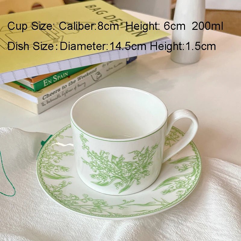 French Lily of The Valley Ceramic Plate Pastoral Style Afternoon Tea Mugs Coffee Cups Aucer Set Breakfast Snack Plate Tableware - BELMA