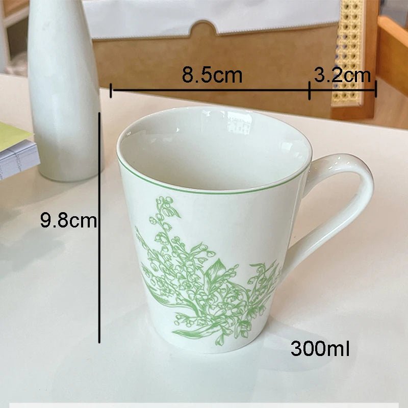 French Lily of The Valley Ceramic Plate Pastoral Style Afternoon Tea Mugs Coffee Cups Aucer Set Breakfast Snack Plate Tableware - BELMA