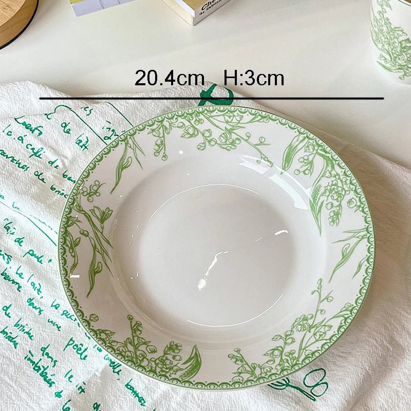 French Lily of The Valley Ceramic Plate Pastoral Style Afternoon Tea Mugs Coffee Cups Aucer Set Breakfast Snack Plate Tableware - BELMA