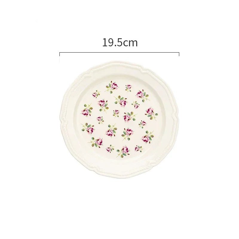 French Style Rose Ceramic Plates Light Luxury Restaurant Dessert Salad Bowls Delicious Dishes Dining Plate Exquisite Tableware - BELMA