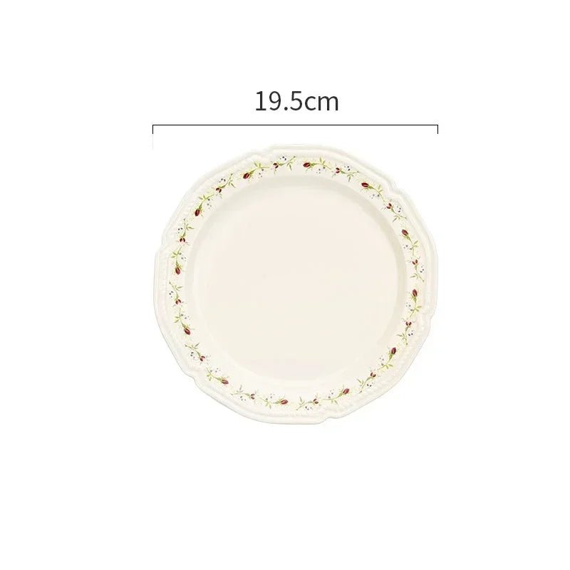 French Style Rose Ceramic Plates Light Luxury Restaurant Dessert Salad Bowls Delicious Dishes Dining Plate Exquisite Tableware - BELMA