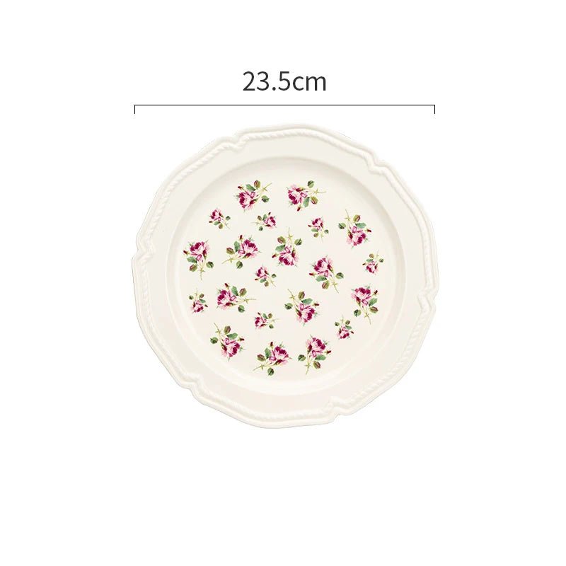 French Style Rose Ceramic Plates Light Luxury Restaurant Dessert Salad Bowls Delicious Dishes Dining Plate Exquisite Tableware - BELMA