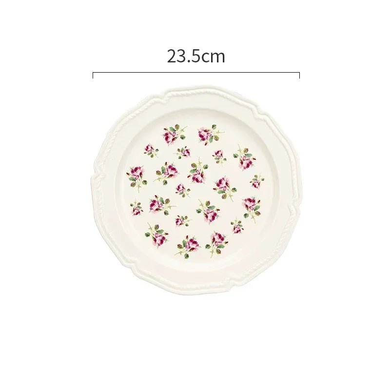 French Style Rose Ceramic Plates Light Luxury Restaurant Dessert Salad Bowls Delicious Dishes Dining Plate Exquisite Tableware - BELMA