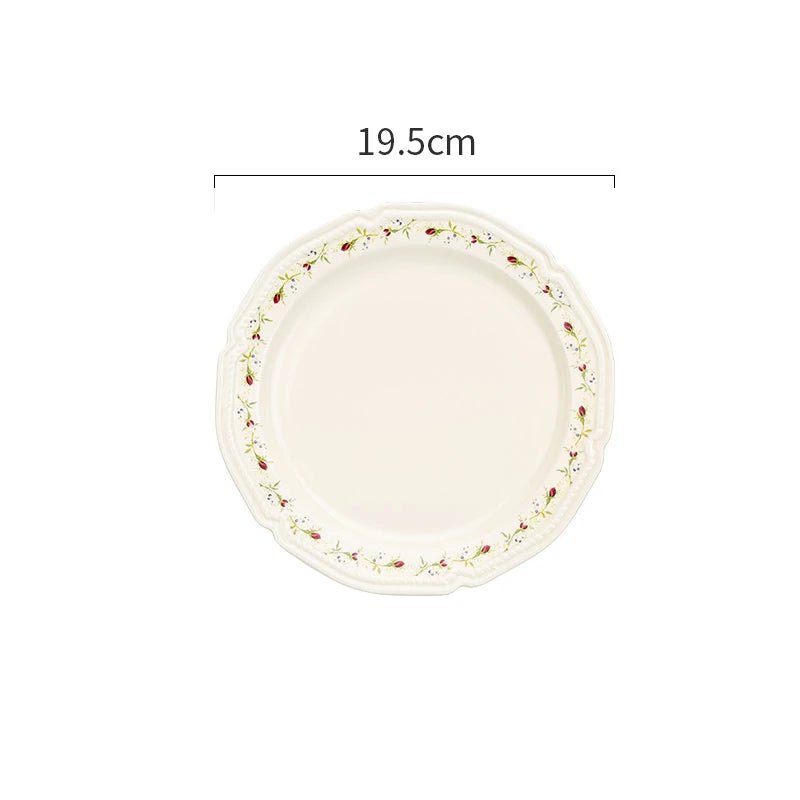 French Style Rose Ceramic Plates Light Luxury Restaurant Dessert Salad Bowls Delicious Dishes Dining Plate Exquisite Tableware - BELMA