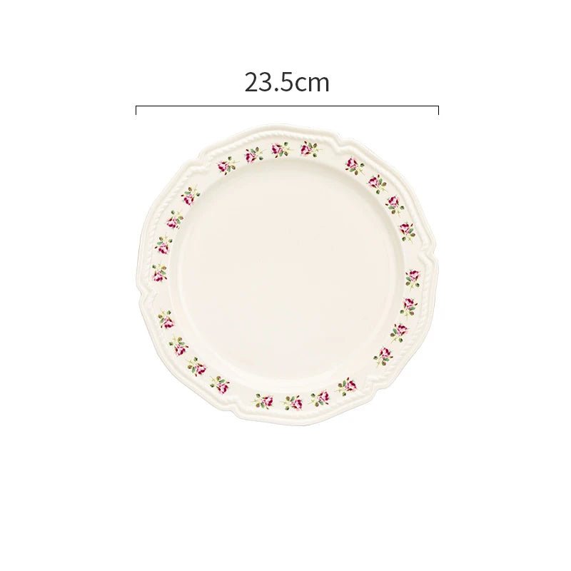 French Style Rose Ceramic Plates Light Luxury Restaurant Dessert Salad Bowls Delicious Dishes Dining Plate Exquisite Tableware - BELMA