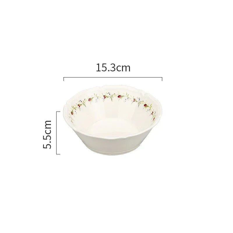 French Style Rose Ceramic Plates Light Luxury Restaurant Dessert Salad Bowls Delicious Dishes Dining Plate Exquisite Tableware - BELMA