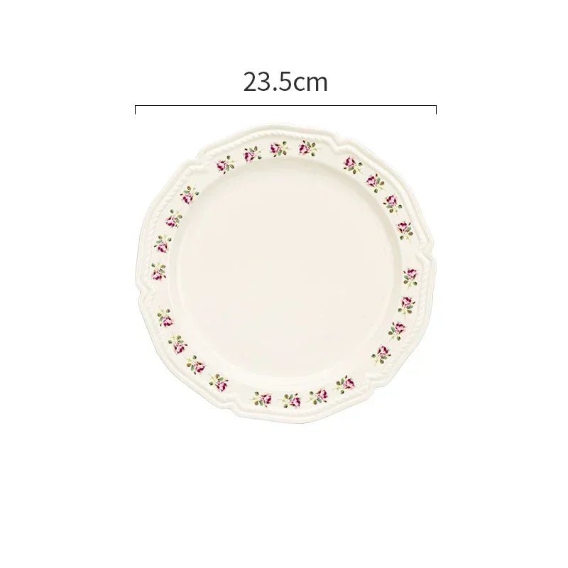 French Style Rose Ceramic Plates Light Luxury Restaurant Dessert Salad Bowls Delicious Dishes Dining Plate Exquisite Tableware - BELMA