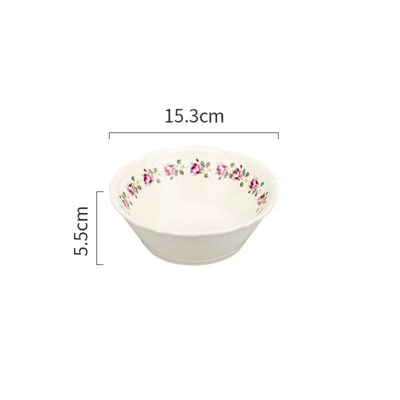 French Style Rose Ceramic Plates Light Luxury Restaurant Dessert Salad Bowls Delicious Dishes Dining Plate Exquisite Tableware - BELMA