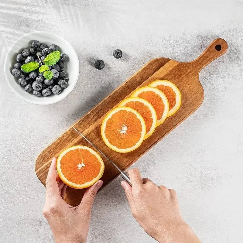 Wooden Cutting Board with Handle Kitchen Household Serving Board Wooden Cheese Board Charcuterie Board for Bread Fruit Plates - BELMA