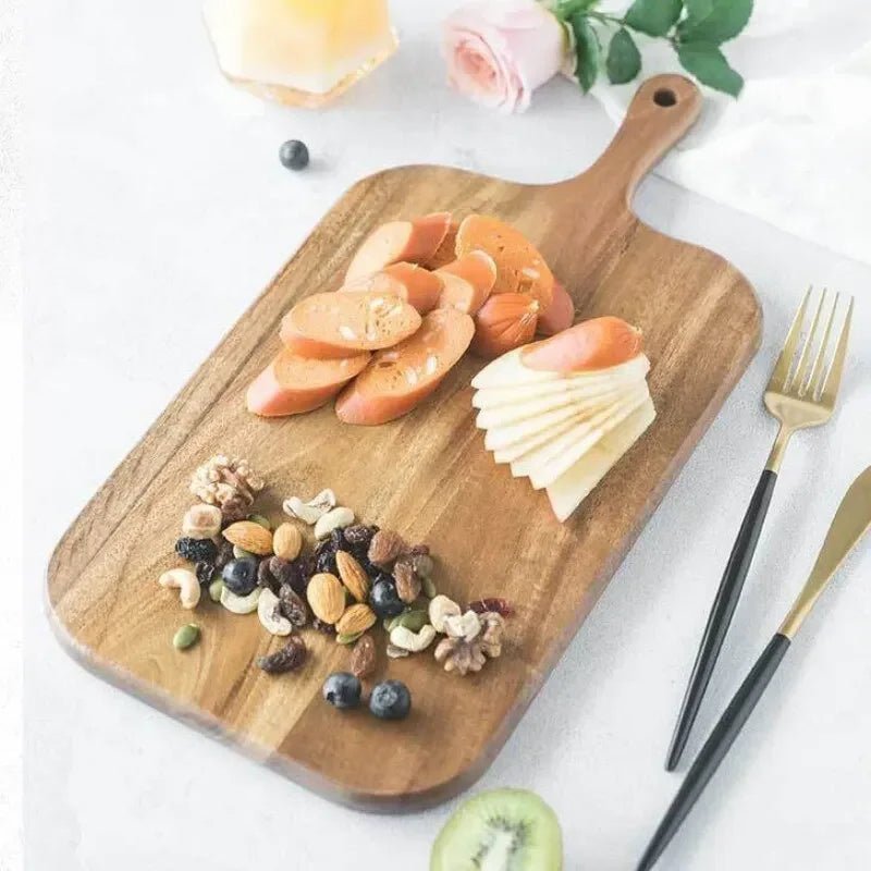 Wooden Cutting Board with Handle Kitchen Household Serving Board Wooden Cheese Board Charcuterie Board for Bread Fruit Plates - BELMA