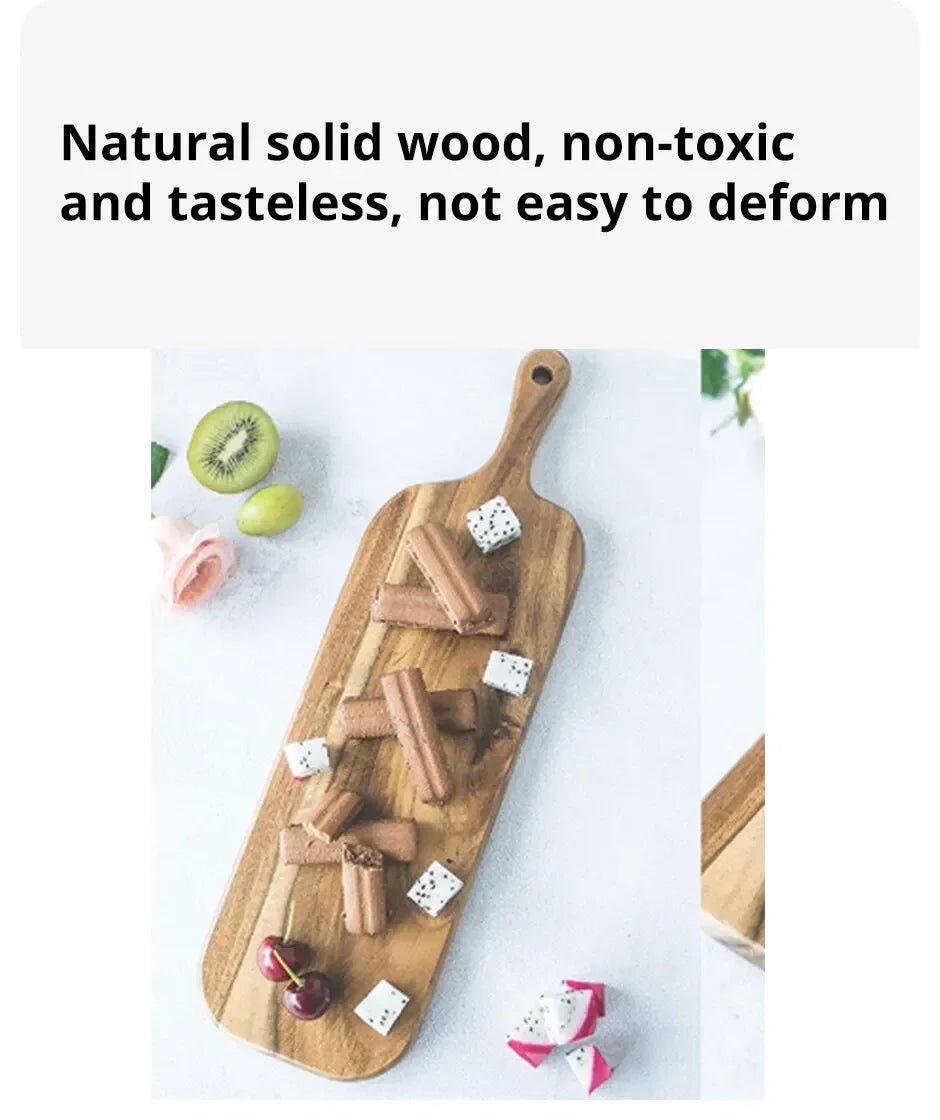 Wooden Cutting Board with Handle Kitchen Household Serving Board Wooden Cheese Board Charcuterie Board for Bread Fruit Plates - BELMA