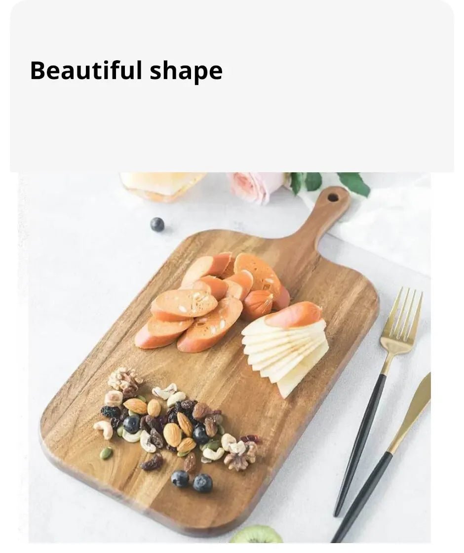 Wooden Cutting Board with Handle Kitchen Household Serving Board Wooden Cheese Board Charcuterie Board for Bread Fruit Plates - BELMA