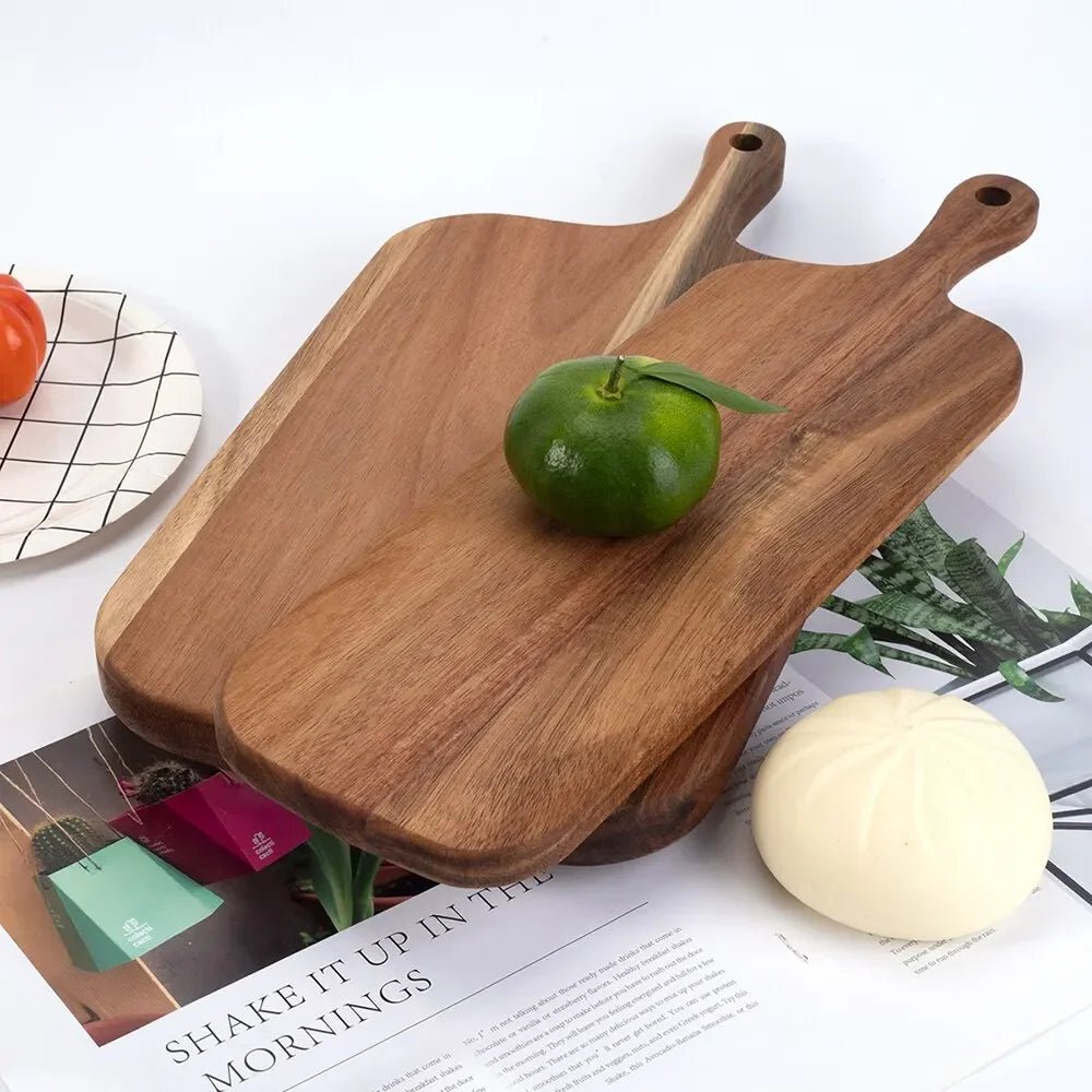 Wooden Cutting Board with Handle Kitchen Household Serving Board Wooden Cheese Board Charcuterie Board for Bread Fruit Plates - BELMA